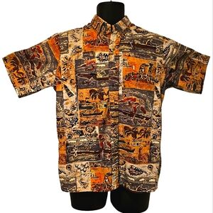 Avi Collection By Kahala Hawaii Islands Vintage Short Sleeve button up Medium